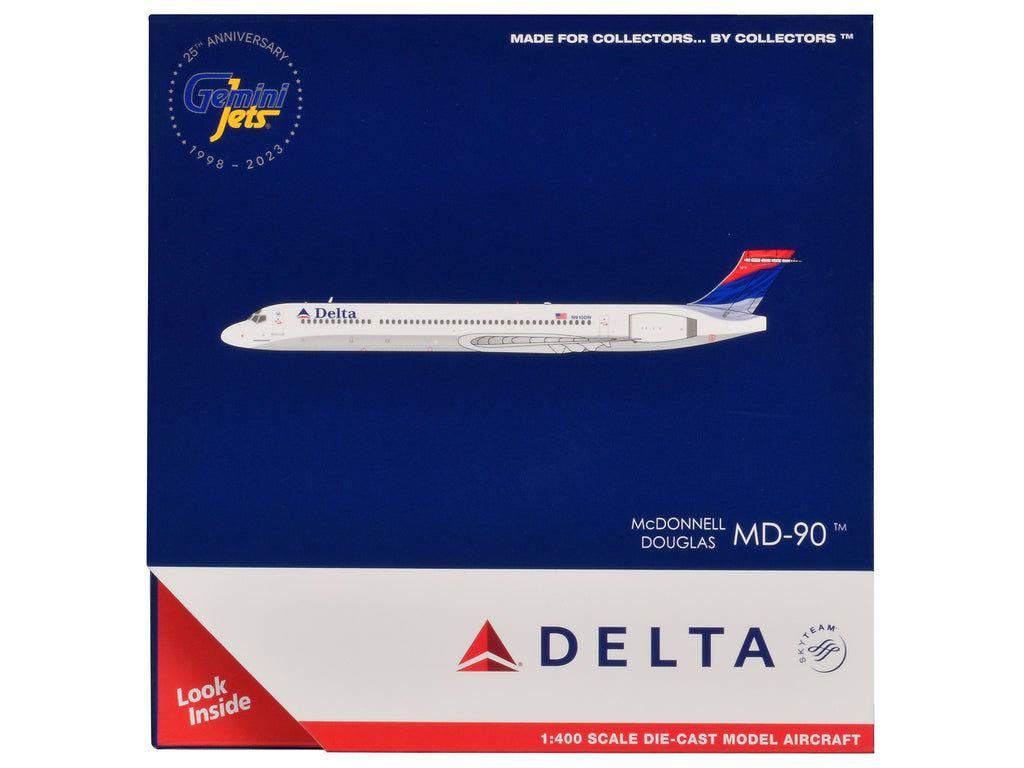 McDonnell Douglas MD-90 Commercial Aircraft "Delta Air Lines" (N910DN) White with Blue and Red Tail 1/400 Diecast Model Airplane by GeminiJets - image 3