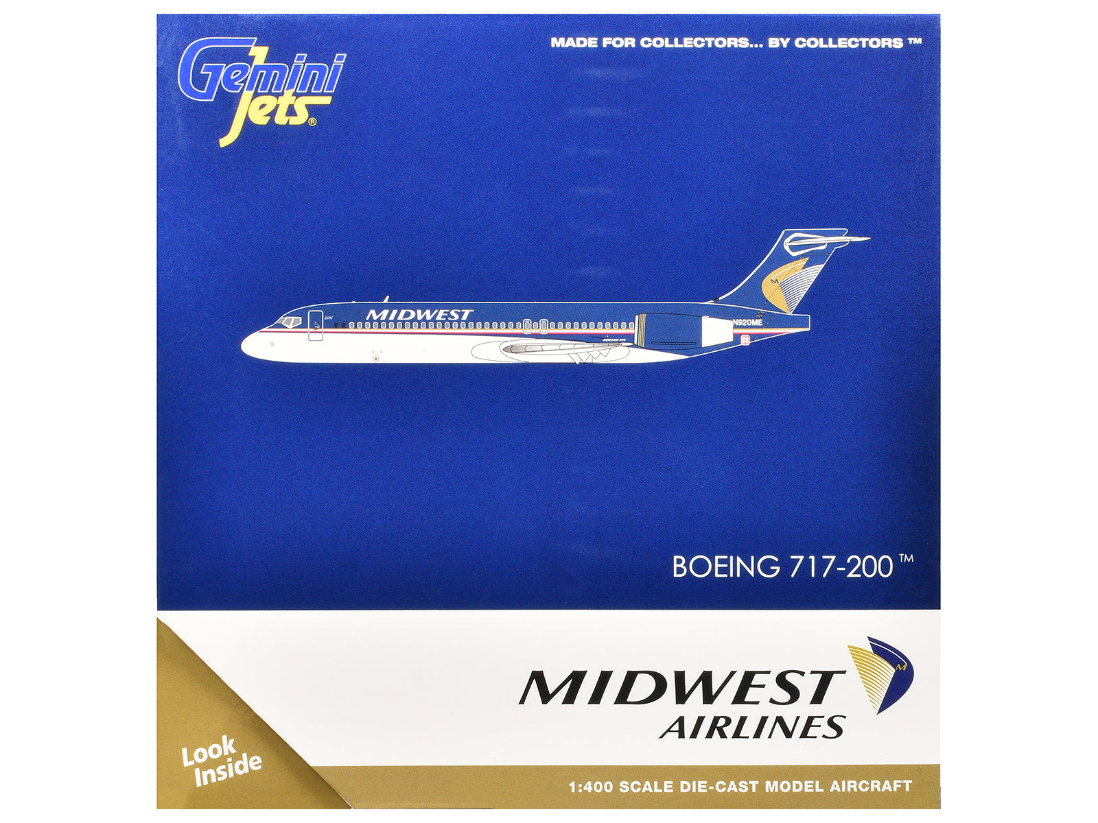 Boeing 717-200 Commercial Aircraft "Midwest Airlines" (N920ME) Blue and White 1/400 Diecast Model Airplane by GeminiJets - image 3