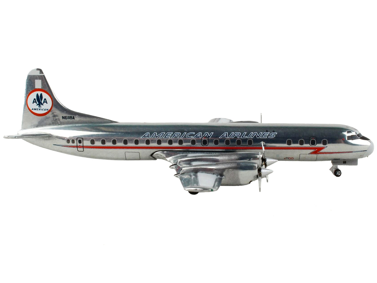 Lockheed L-188 Electra Commercial Aircraft "American Airlines" Silver with Red Stripes 1/400 Diecast Model Airplane by GeminiJets - image 2