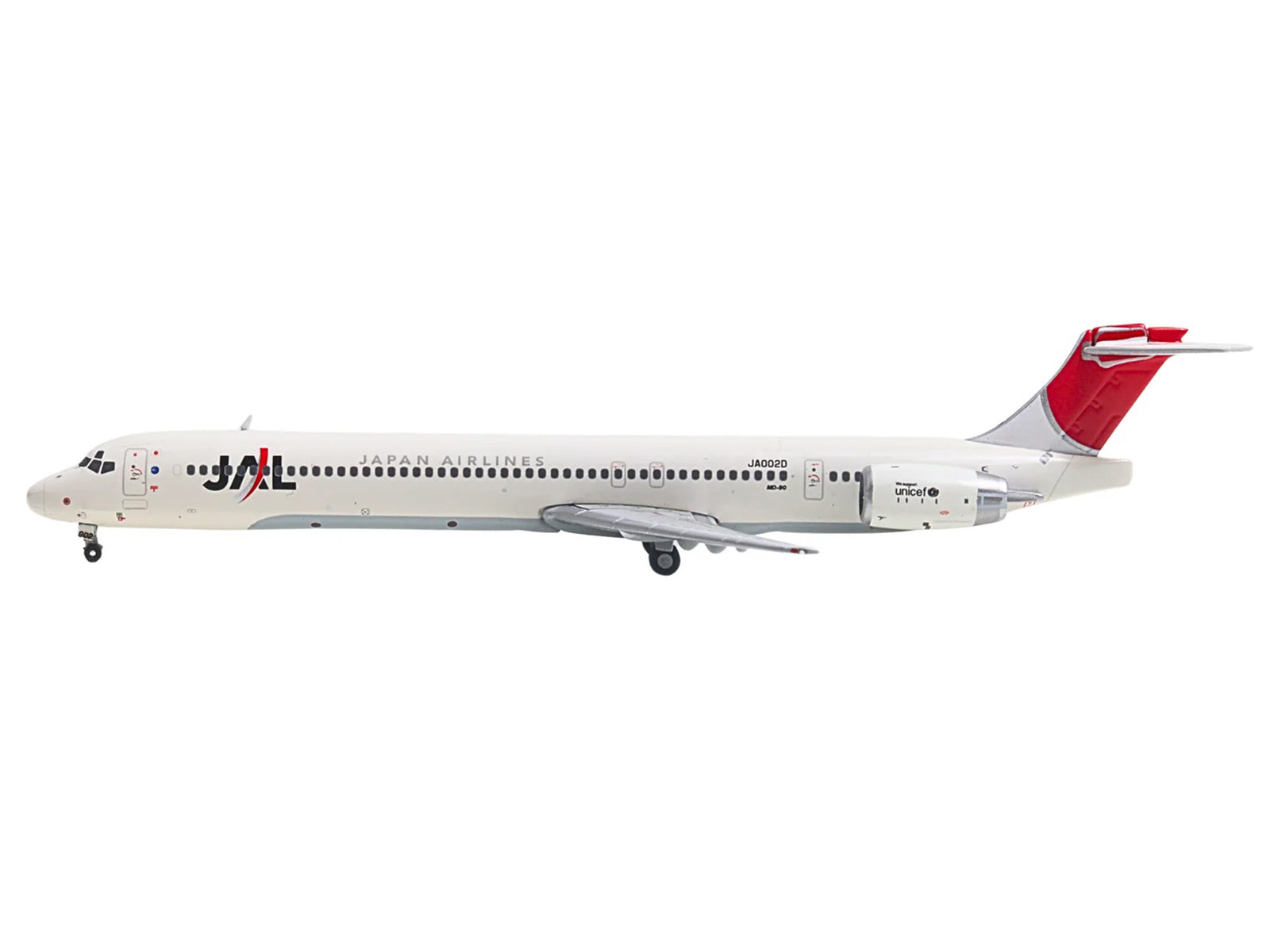 McDonnell Douglas MD-90 Commercial Aircraft "Japan Airines" (JA002D) White with Red Tail 1/400 Diecast Model Airplane by GeminiJets - image 2