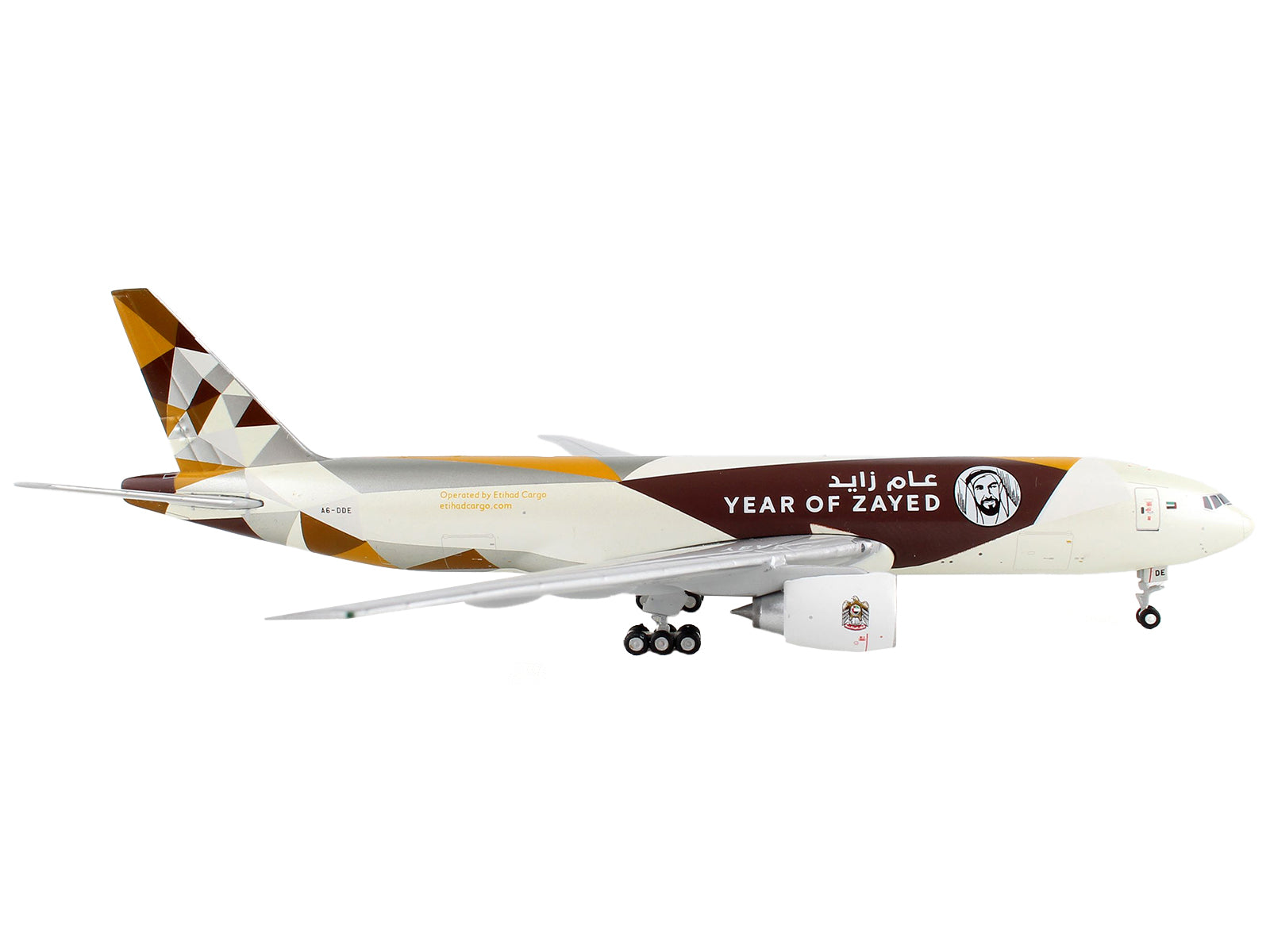 Boeing 777F Commercial Aircraft "Etihad Cargo - Year of Zayed" White with Graphics 1/400 Diecast Model Airplane by GeminiJets - image 2