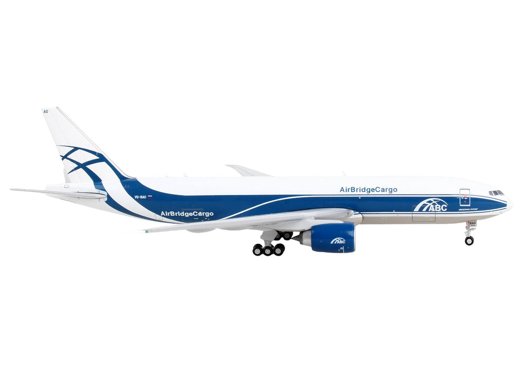 Boeing 777F Commercial Aircraft "AirBridgeCargo" White with Blue Stripes 1/400 Diecast Model Airplane by GeminiJets - image 2