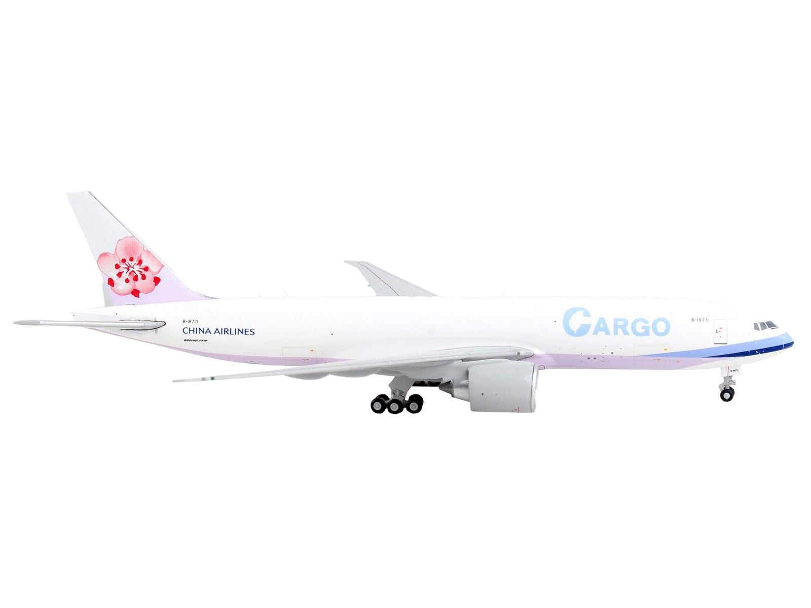 Boeing 777F Commercial Aircraft "China Airlines Cargo" White with Purple Stripes and Tail 1/400 Diecast Model Airplane by GeminiJets - image 2