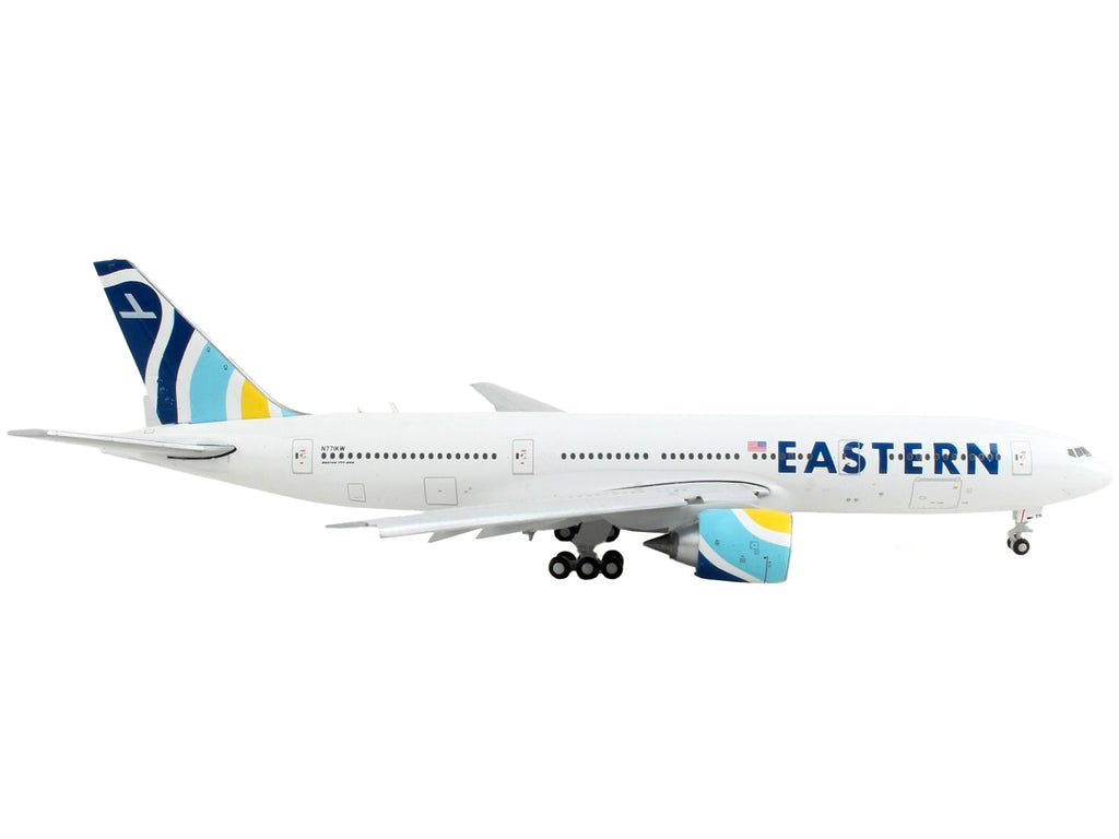 Boeing 777-200ER Commercial Aircraft with Flaps Down "Eastern Air Lines" White with Striped Tail 1/400 Diecast Model Airplane by GeminiJets - image 2