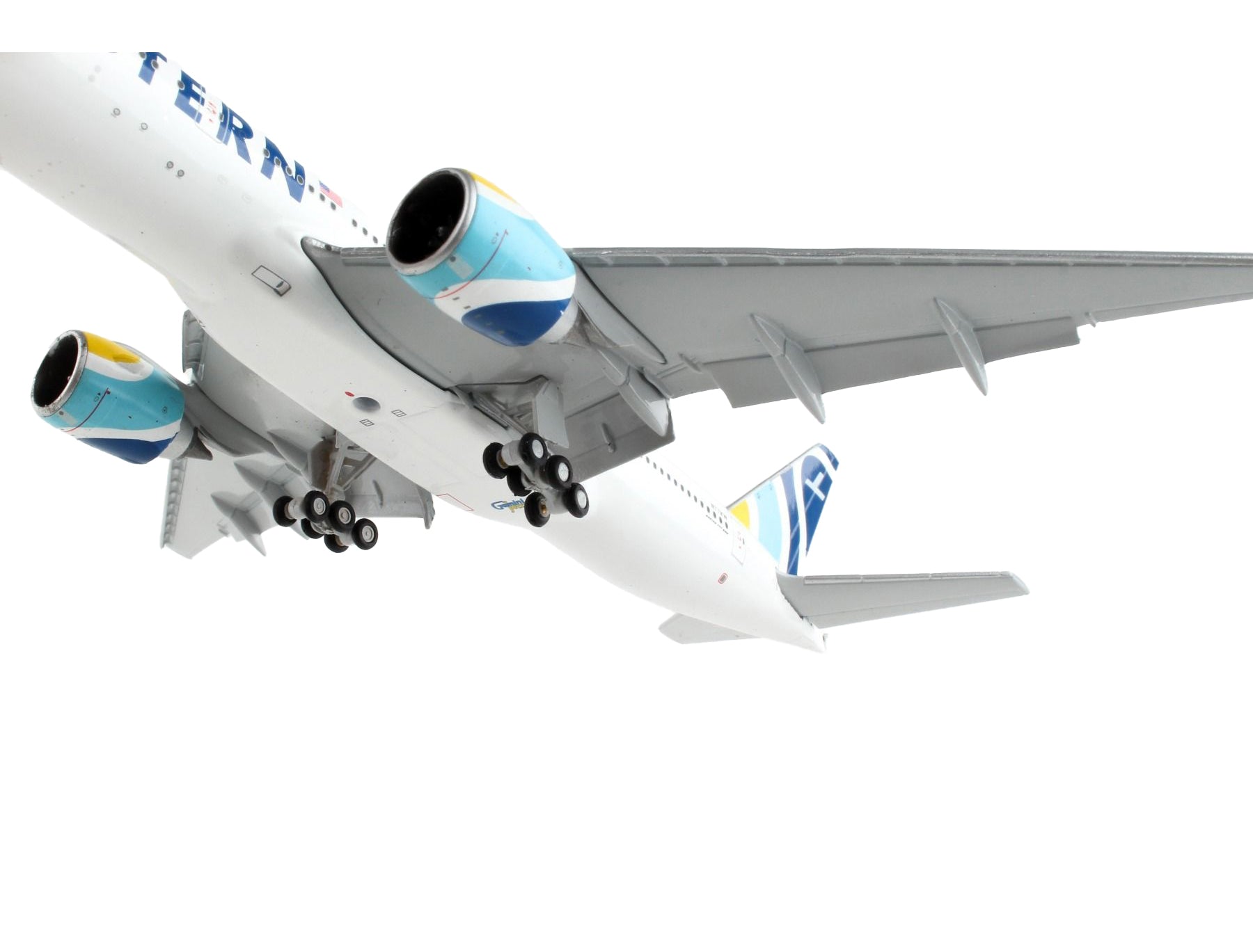 Boeing 777-200ER Commercial Aircraft with Flaps Down "Eastern Air Lines" White with Striped Tail 1/400 Diecast Model Airplane by GeminiJets - image 4