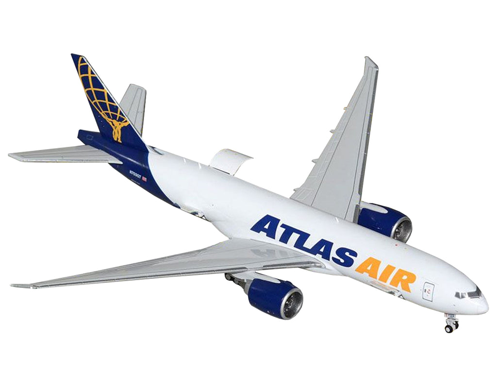 Boeing 777-200LRF Commercial Aircraft "Atlas Air" (N703GT) White with Blue Tail "Interactive Series" 1/400 Diecast Model Airplane by GeminiJets - image 2