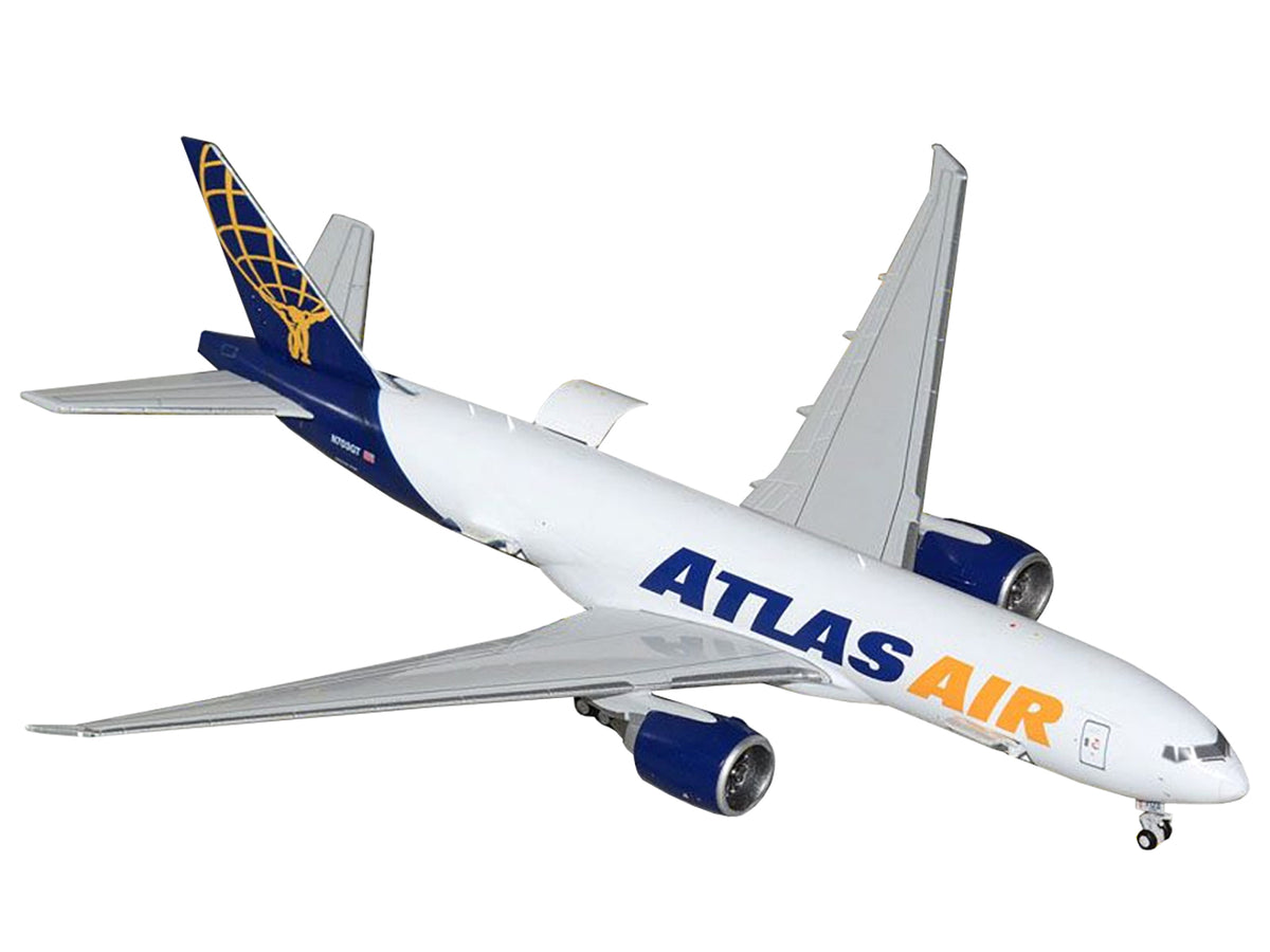 Boeing 777-200LRF Commercial Aircraft "Atlas Air" (N703GT) White with Blue Tail "Interactive Series" 1/400 Diecast Model Airplane by GeminiJets - image 2
