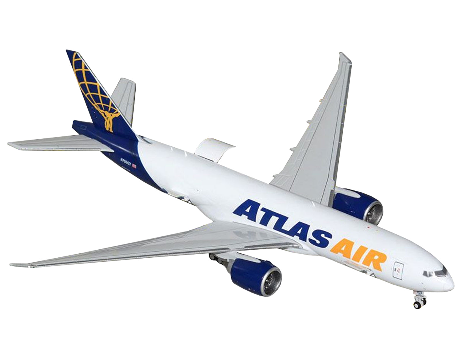 Boeing 777-200LRF Commercial Aircraft "Atlas Air" (N703GT) White with Blue Tail "Interactive Series" 1/400 Diecast Model Airplane by GeminiJets - image 2