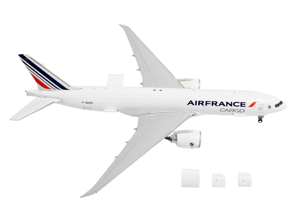 Boeing 777F Commercial Aircraft "Air France Cargo" (F-GUOC) White with Red and Blue Striped Tail "Interactive Series" 1/400 Diecast Model Airplane by GeminiJets - image 4