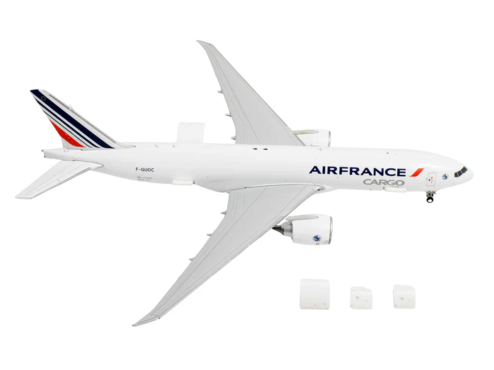 Boeing 777F Commercial Aircraft "Air France Cargo" (F-GUOC) White with Red and Blue Striped Tail "Interactive Series" 1/400 Diecast Model Airplane by GeminiJets - image 4
