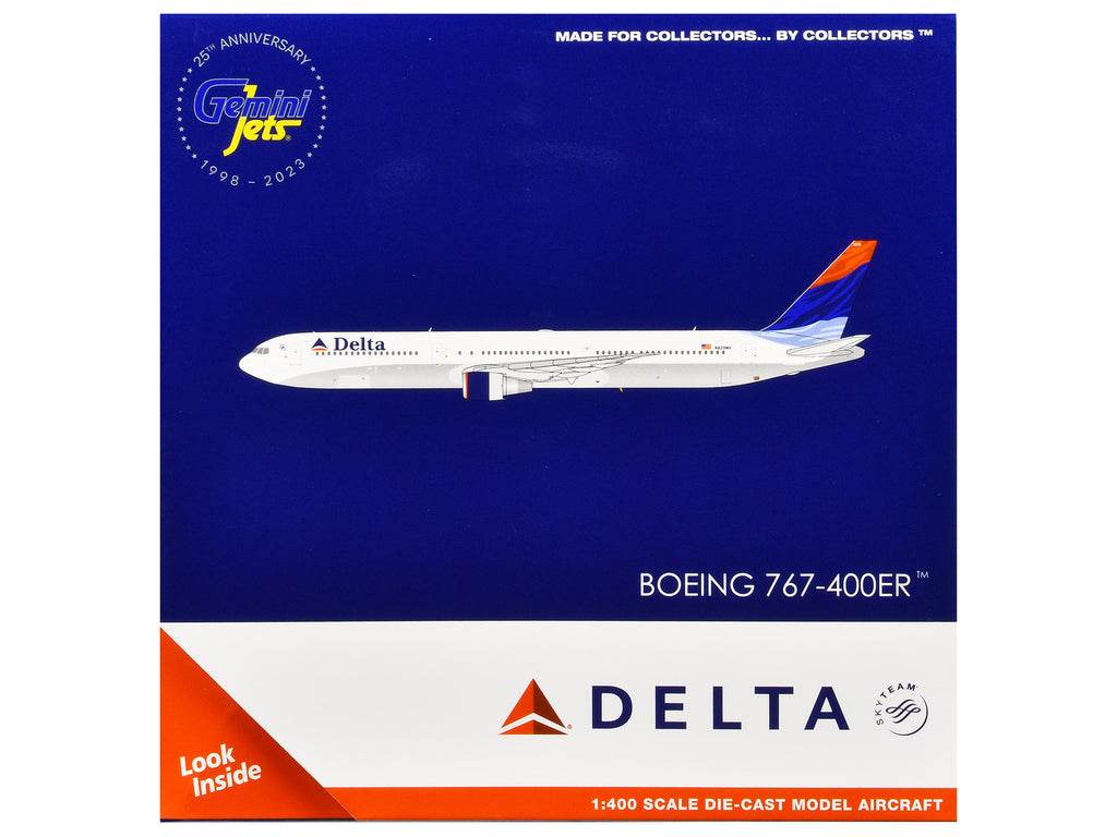 Boeing 767-400ER Commercial Aircraft "Delta Air Lines" (N829MH) White with Red and Blue Tail 1/400 Diecast Model Airplane by GeminiJets - image 3