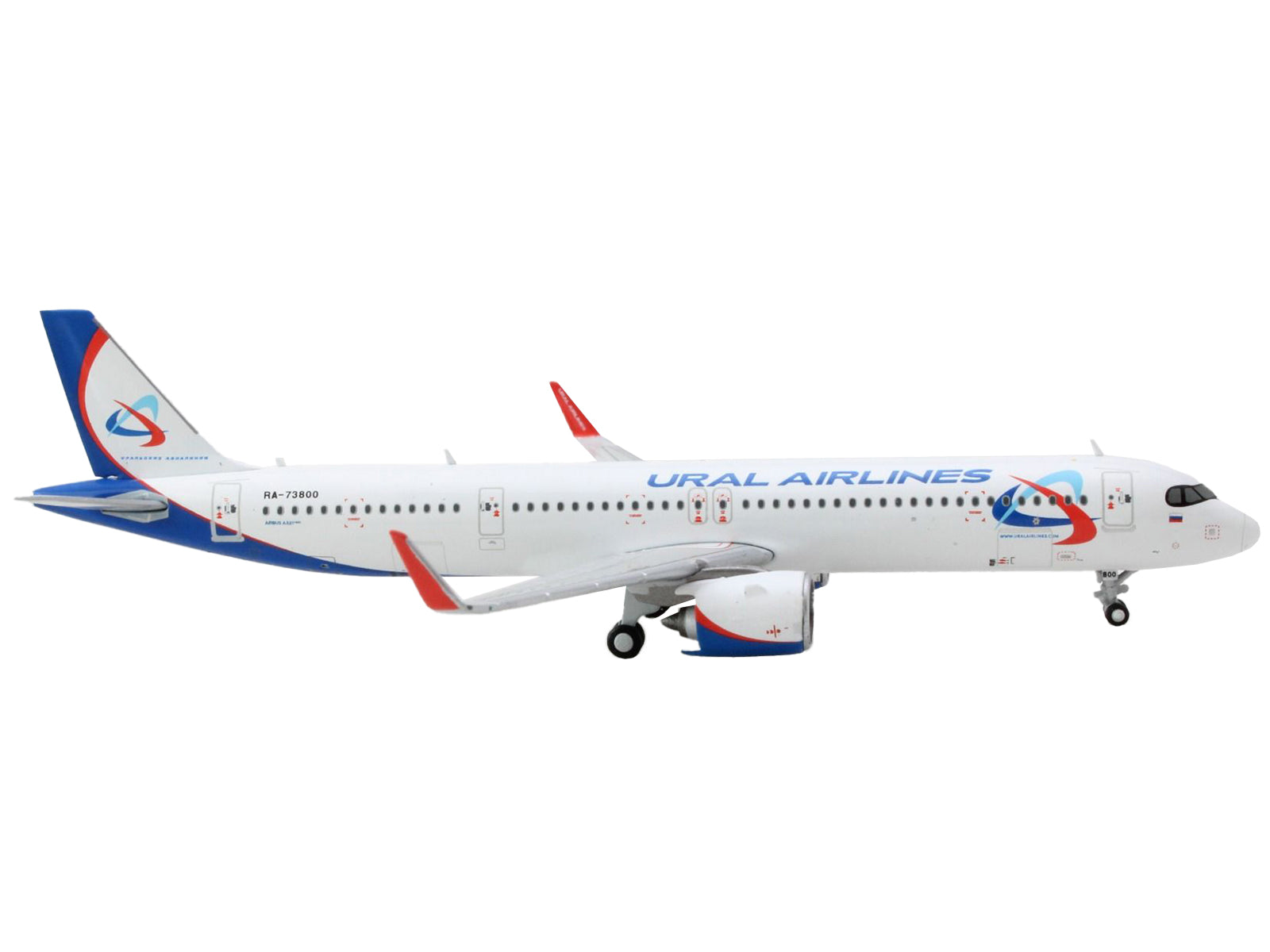 Airbus A321neo Commercial Aircraft "Ural Airlines" White with Blue Tail 1/400 Diecast Model Airplane by GeminiJets - image 2