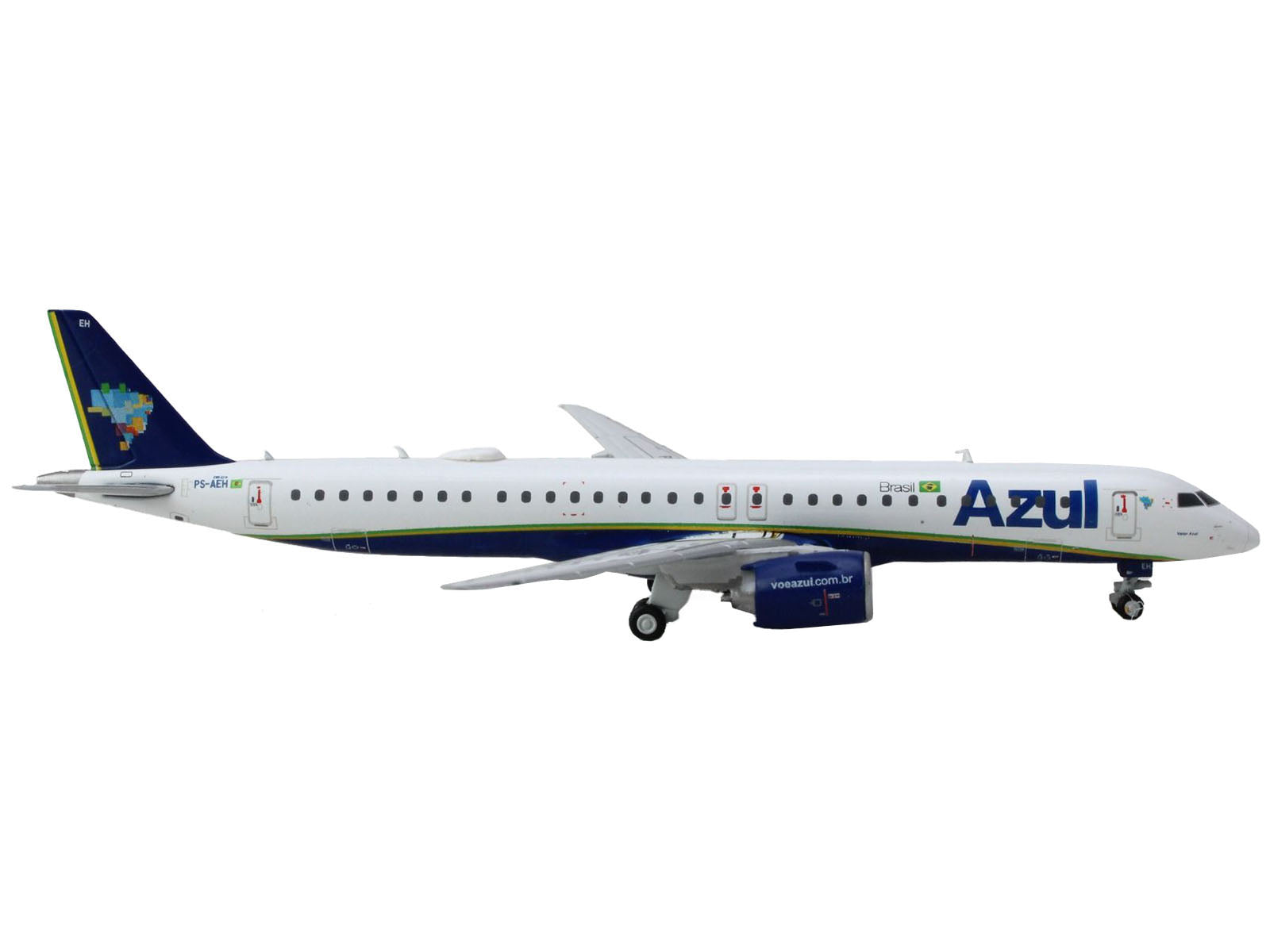 Embraer E195-E2 Commercial Aircraft "Azul Brazilian Airlines" (PS-AEH) White with Blue Tail 1/400 Diecast Model Airplane by GeminiJets - image 3
