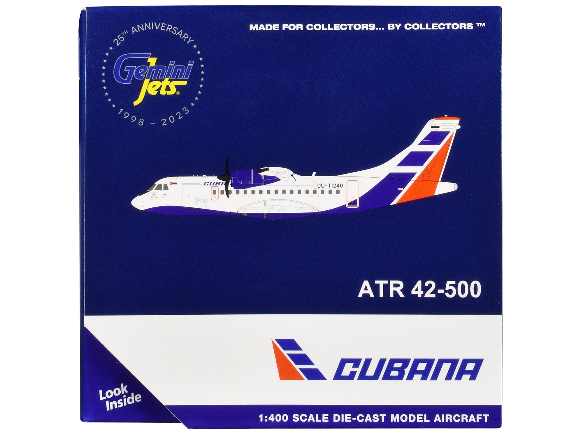 ATR 42-500 Commercial Aircraft "Cubana Airlines" (CU-T1240) White with Red and Blue Stripes 1/400 Diecast Model Airplane by GeminiJets - image 3