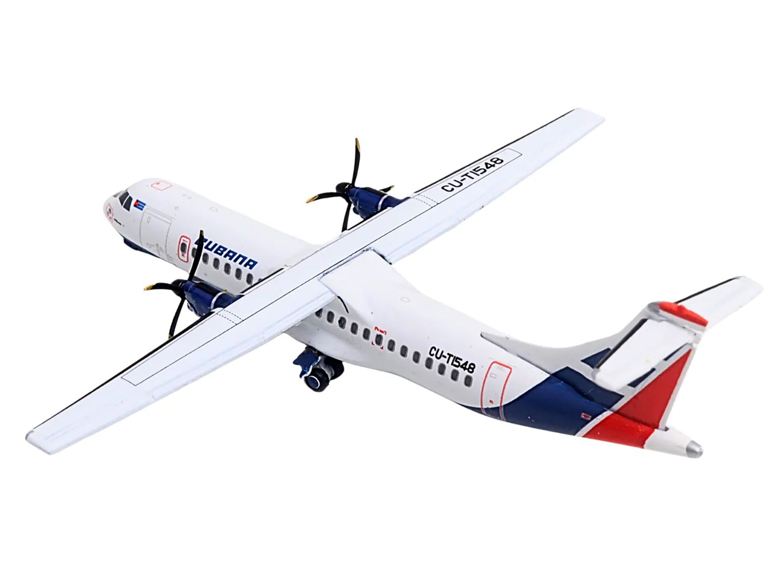 ATR 72-200 Commercial Aircraft "Cubana Airlines" (CU-T1548) White with Red and Blue Stripes 1/400 Diecast Model Airplane by GeminiJets - image 3