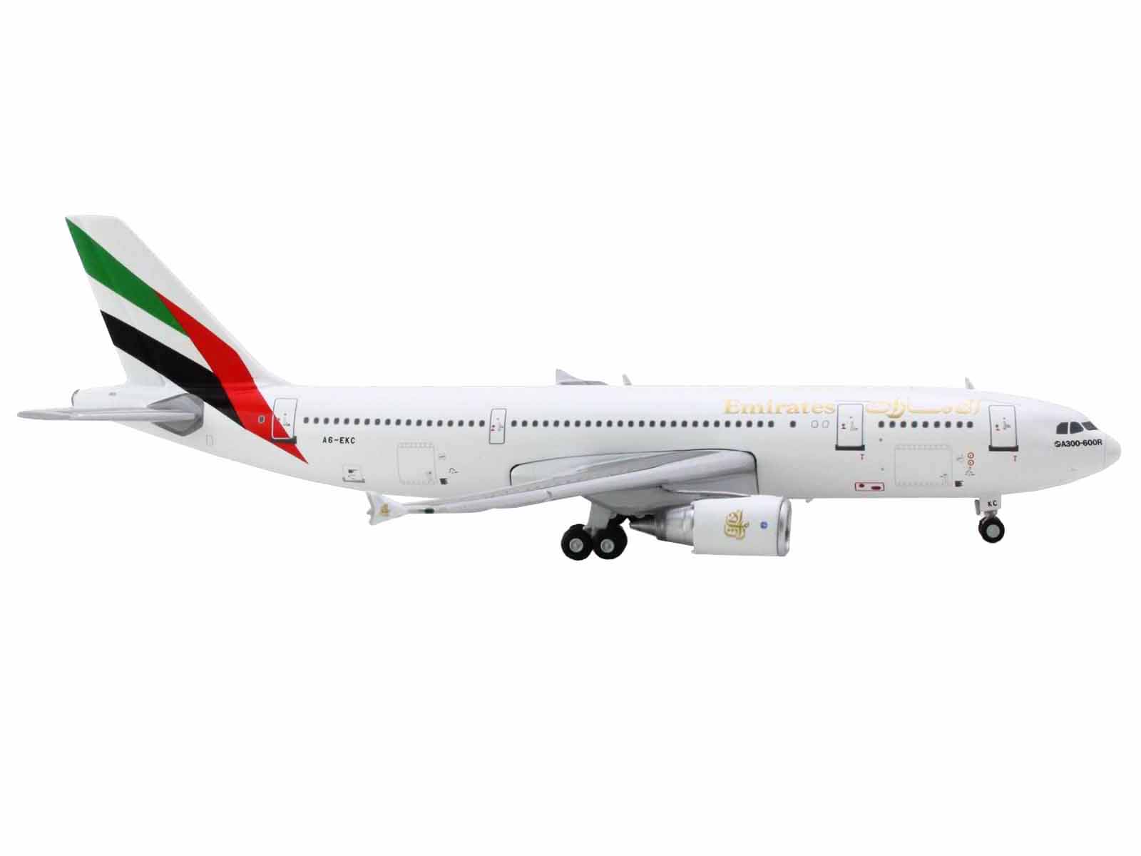 Airbus A300-600R Commercial Aircraft "Emirates Airlines" (A6-EKC) White with Striped Tail 1/400 Diecast Model Airplane by GeminiJets - image 2
