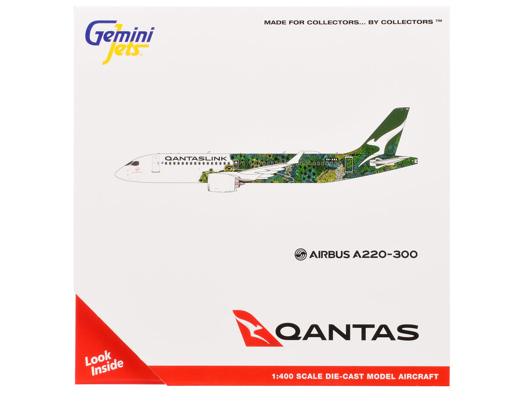 Airbus A220-300 Commercial Aircraft "QantasLink - Minyma Kutjara Tjukurpa" (VH-X4A) White with Graphics 1/400 Diecast Model Airplane by GeminiJets - image 3