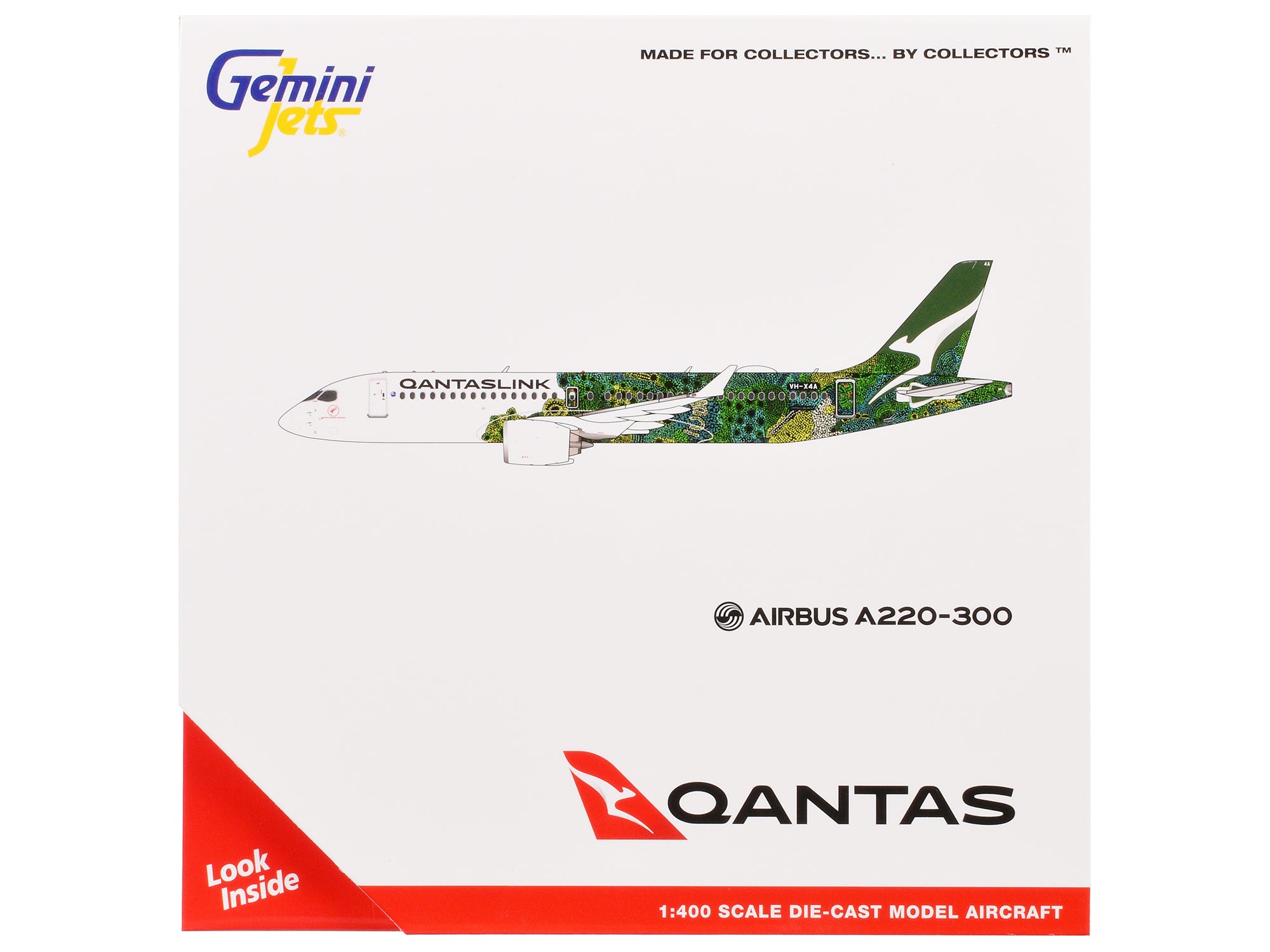Airbus A220-300 Commercial Aircraft "QantasLink - Minyma Kutjara Tjukurpa" (VH-X4A) White with Graphics 1/400 Diecast Model Airplane by GeminiJets - image 3