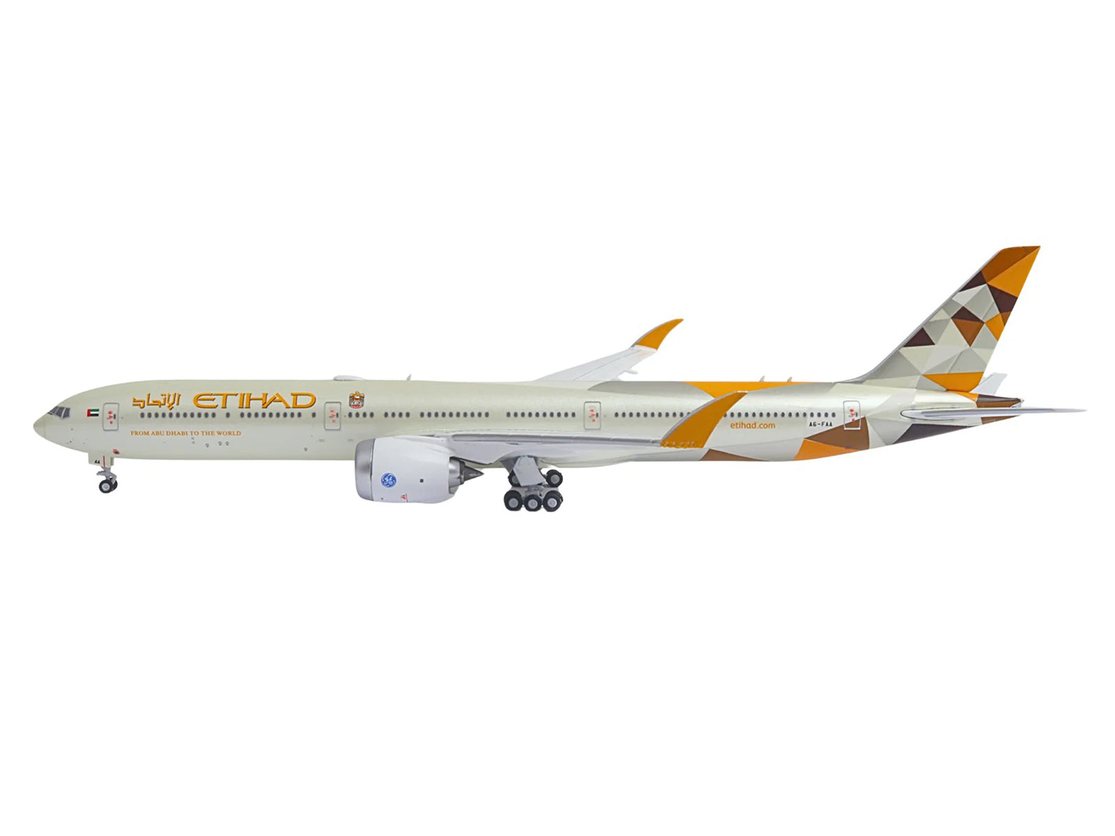 Boeing 777-9 Commercial Aircraft "Etihad Airways" (A6-FAA) Beige with Tail Graphics 1/400 Diecast Model Airplane by GeminiJets - image 2