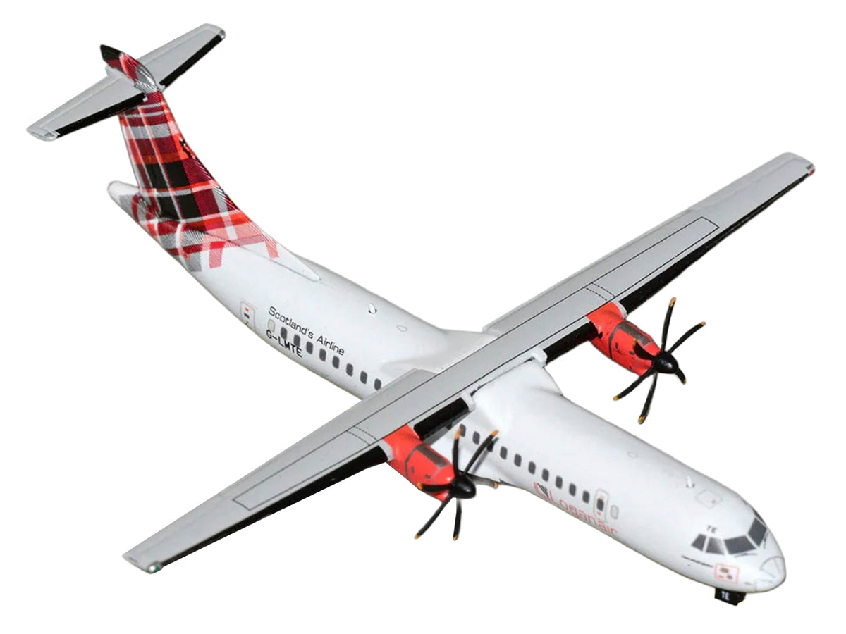 ATR 72-600 Commercial Aircraft "Loganair - Scotland's Airline" (G-LMTE) White with Red Plaid Tail 1/400 Diecast Model by GeminiJets - image 2