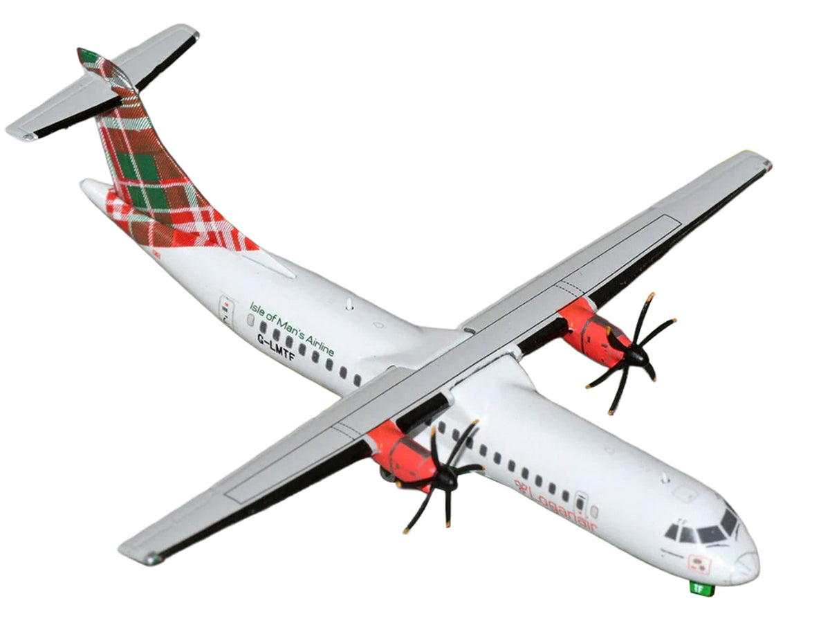 ATR 72-600 Commercial Aircraft "Loganair - Isle of Man's Airline" (G-LMTE) White with Red and Green Plaid Tail 1/400 Diecast Model by GeminiJets - image 2