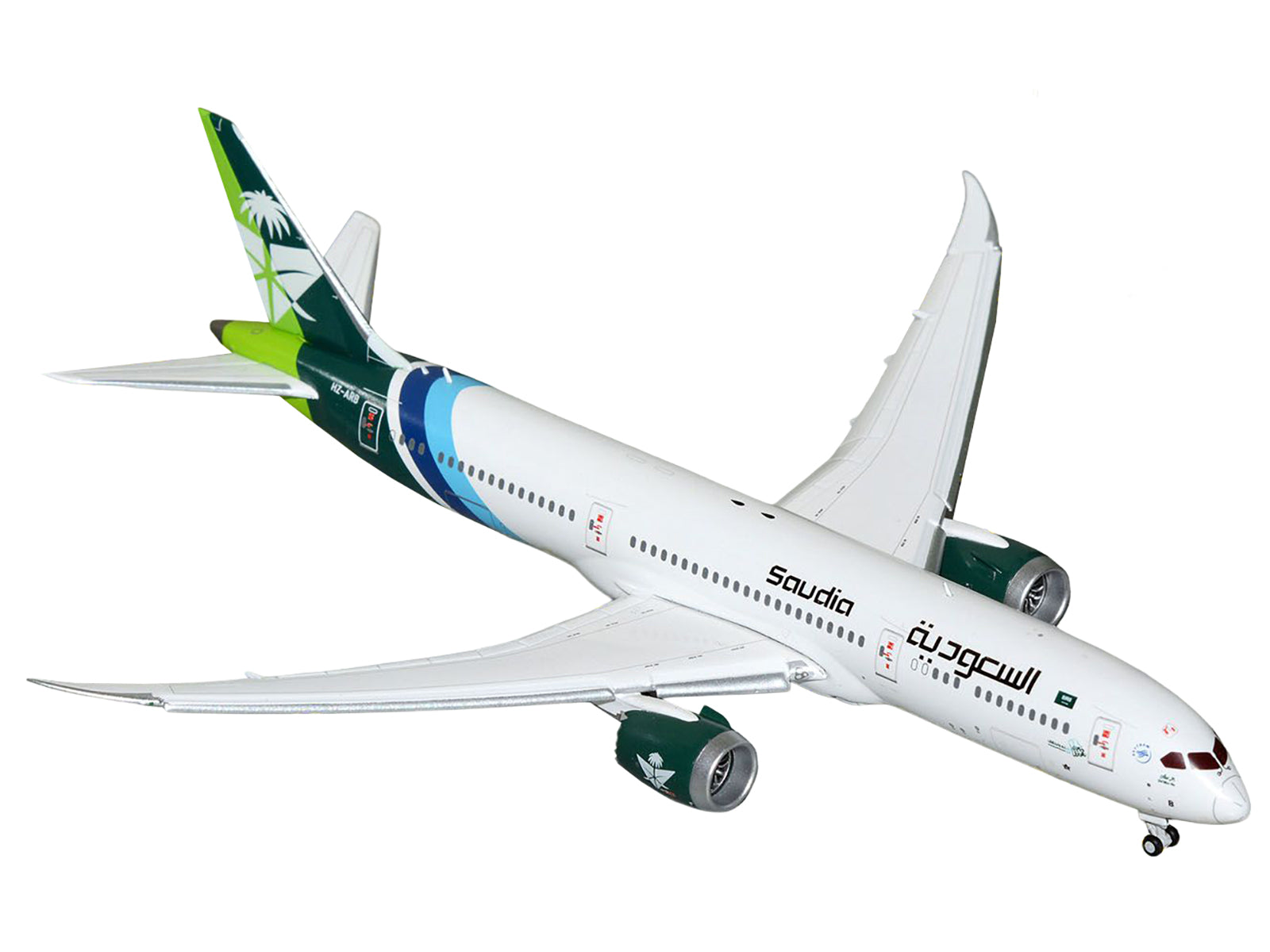Boeing 787-9 Commercial Aircraft with Flaps Down "Saudia Airline" (HZ-ARB) White with Tail Graphics 1/400 Diecast Model Airplane by GeminiJets - image 2
