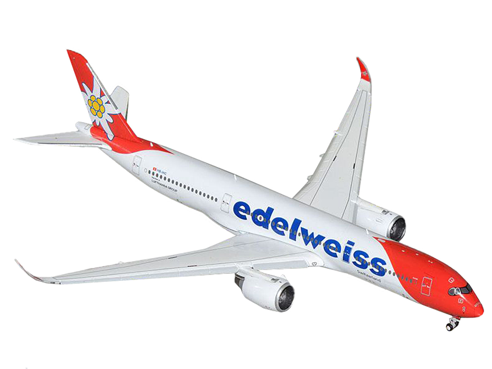 Airbus A350-900 Commercial Aircraft with Flaps Down Configuration "Edelweiss Air" (HB-IHC) White with Red Tail 1/400 Diecast Model Airplane by GeminiJets - image 2