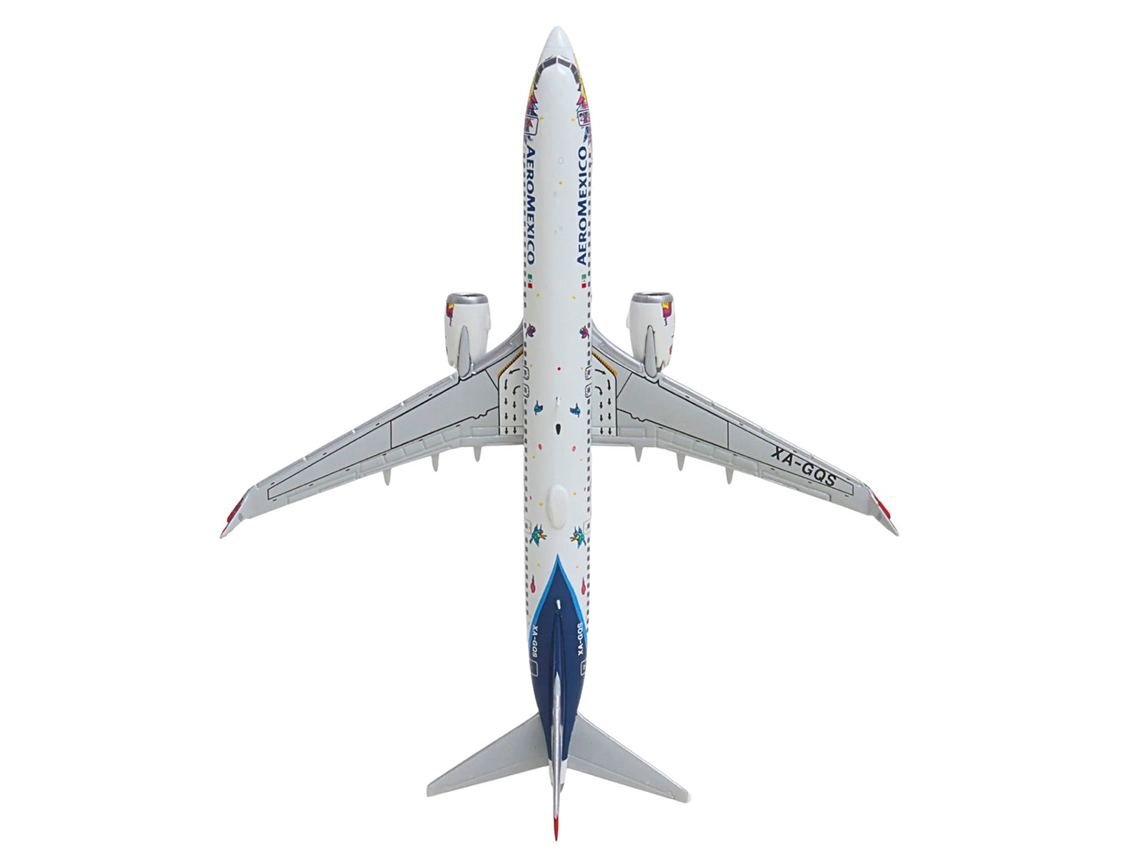 Boeing 737 MAX 9 Commercial Aircraft "Aeromexico - Kukulcan" (XA-GQS) White with Graphics and Blue Tail 1/400 Diecast Model by GeminiJets - image 3