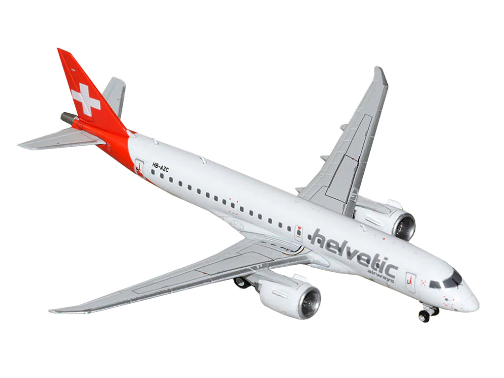 Embraer E190-E2 Commercial Aircraft "Helvetic Airways" (HB-AZC) White with Red Tail 1/400 Diecast Model Airplane by GeminiJets - image 2