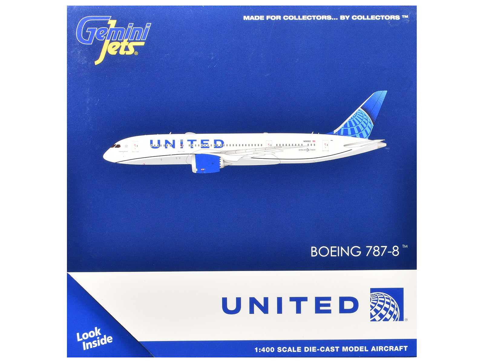 Boeing 787-8 Commercial Aircraft "United Airlines" (N26902) White with Blue Tail 1/400 Diecast Model Airplane by GeminiJets - image 3