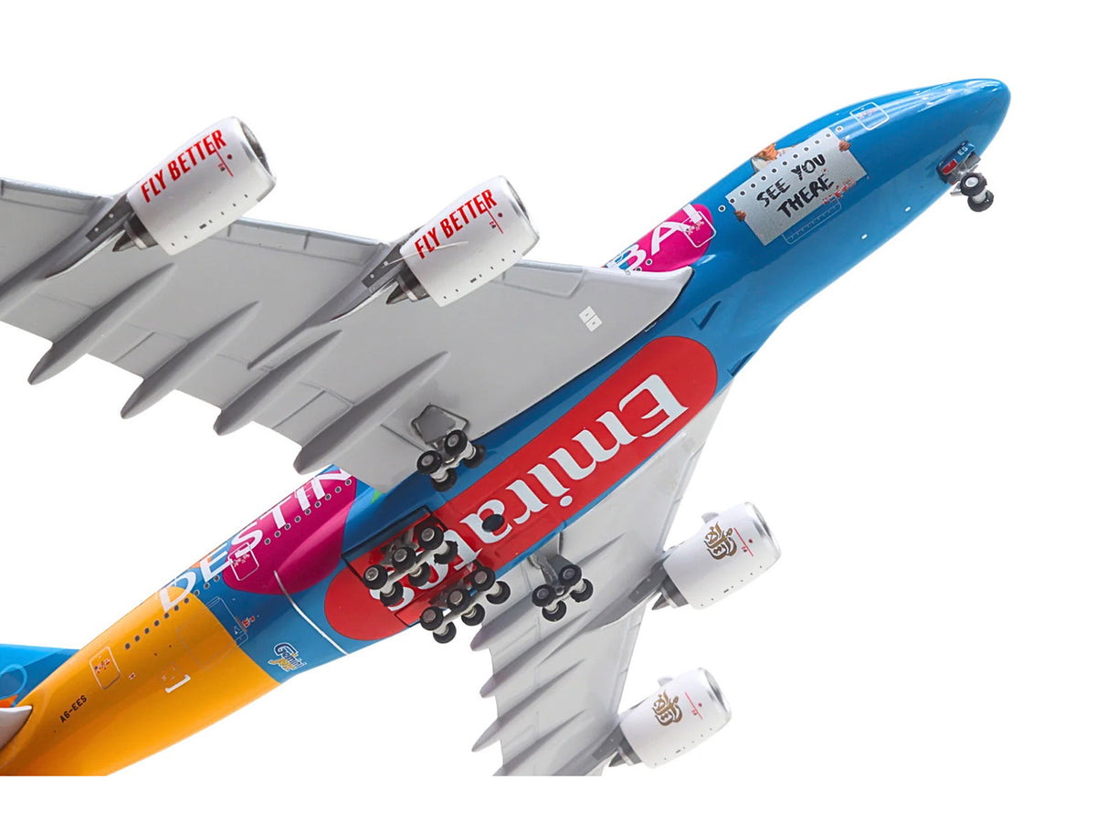 Airbus A380-800 Commercial Aircraft "Emirates Airlines - Destination Dubai" (A6-EES) Blue with Graphics 1/400 Diecast Model Airplane by GeminiJets - image 5
