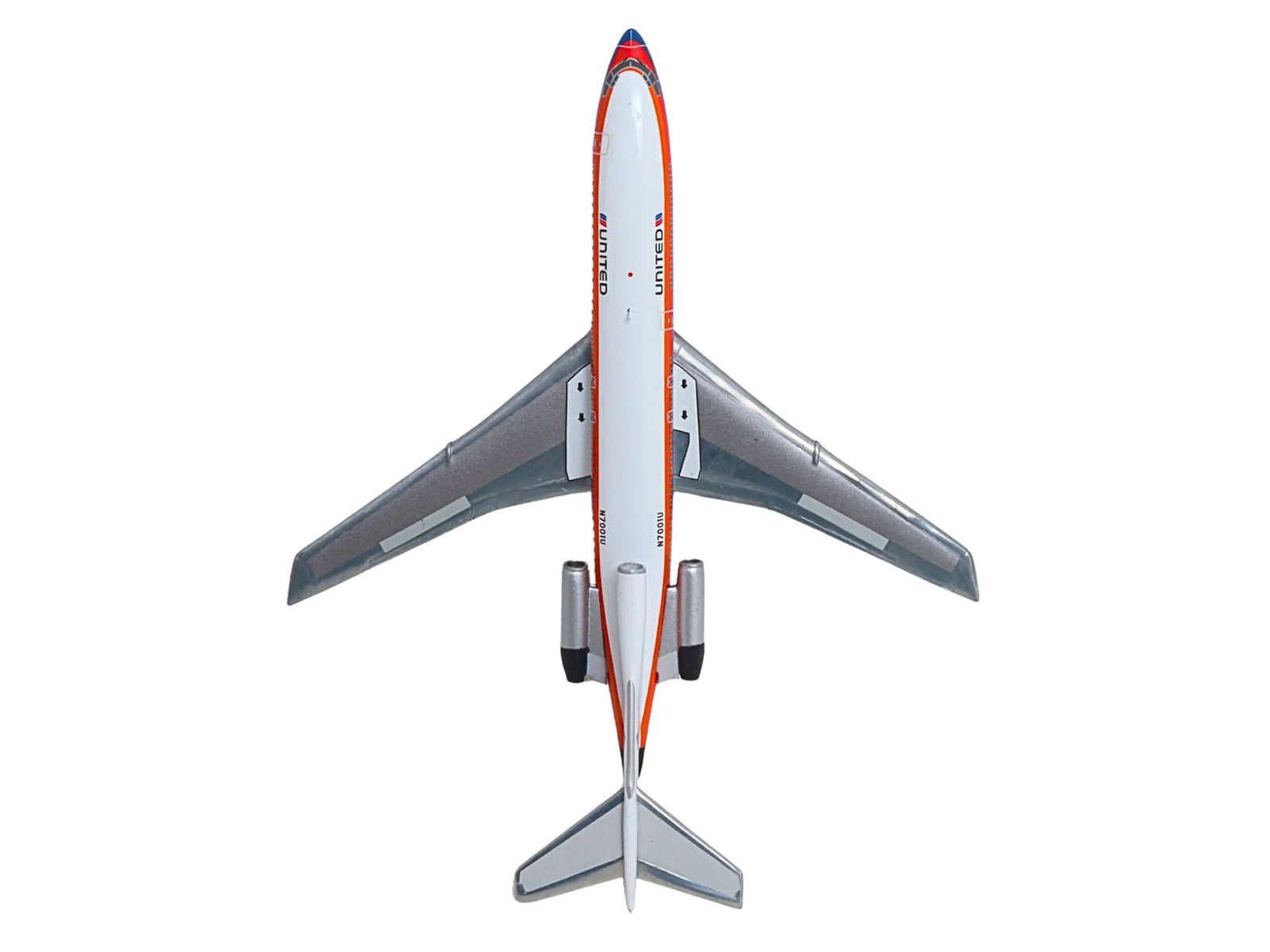 Boeing 727-100 Commercial Aircraft "United Airlines - Saul Bass Livery" (N7001U) White with Stripes 1/400 Diecast Model by GeminiJets - image 5