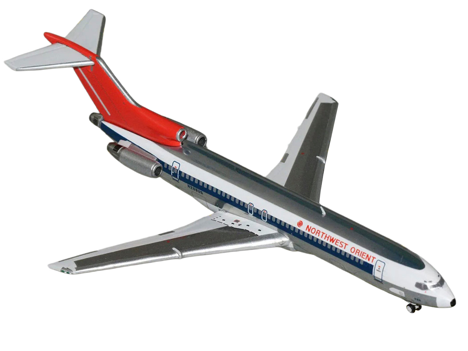 Boeing 727-200 Commercial Aircraft "Northwest Orient" (N298US) Silver with White Stripes and Red Tail 1/400 Diecast Model by GeminiJets - image 2