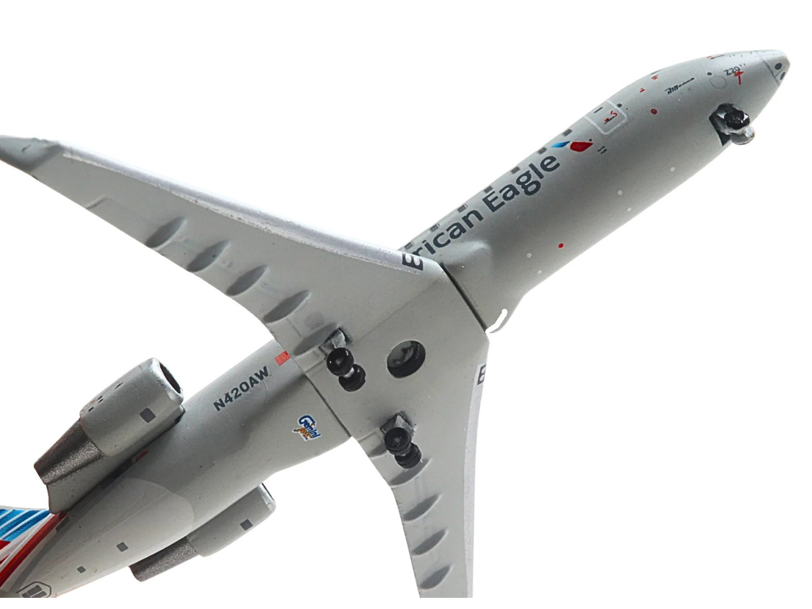 Bombardier CRJ200 Commercial Aircraft "American Eagle - Air Wisconsin" (N420AW) Gray with Red and Blue Tail 1/400 Diecast Model Airplane by GeminiJets - image 4