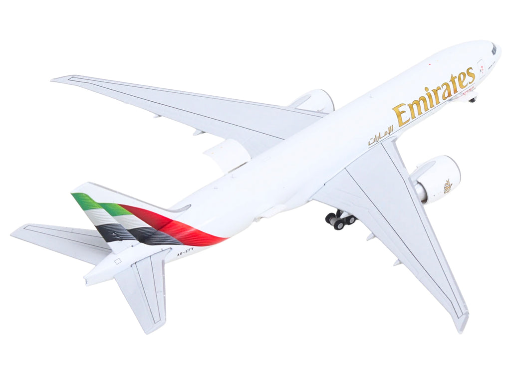 Boeing 777F Commercial Aircraft "Emirates SkyCargo" (A6-EFV) White with Striped Tail "Interactive Series" 1/400 Diecast Model by GeminiJets - image 3