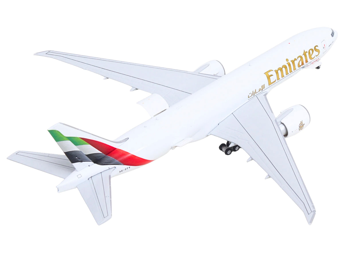 Boeing 777F Commercial Aircraft "Emirates SkyCargo" (A6-EFV) White with Striped Tail "Interactive Series" 1/400 Diecast Model by GeminiJets - image 3