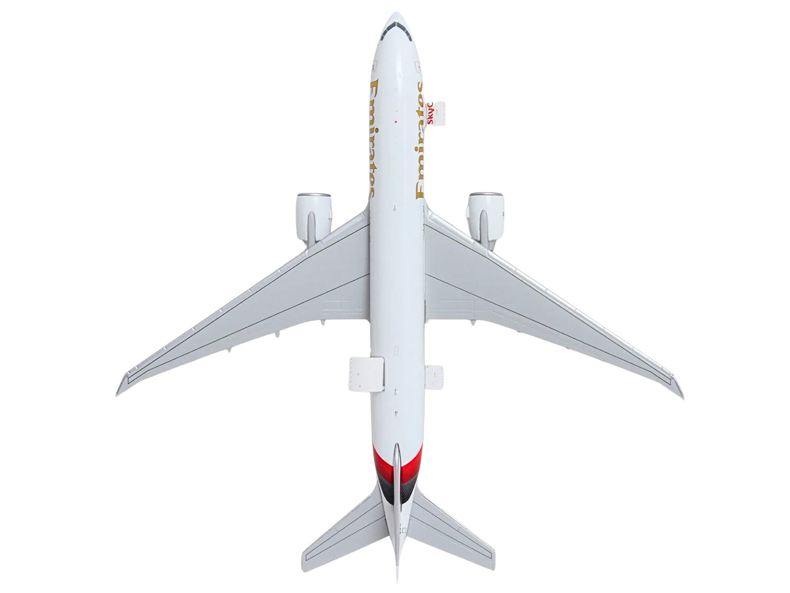 Boeing 777F Commercial Aircraft "Emirates SkyCargo" (A6-EFV) White with Striped Tail "Interactive Series" 1/400 Diecast Model by GeminiJets - image 5