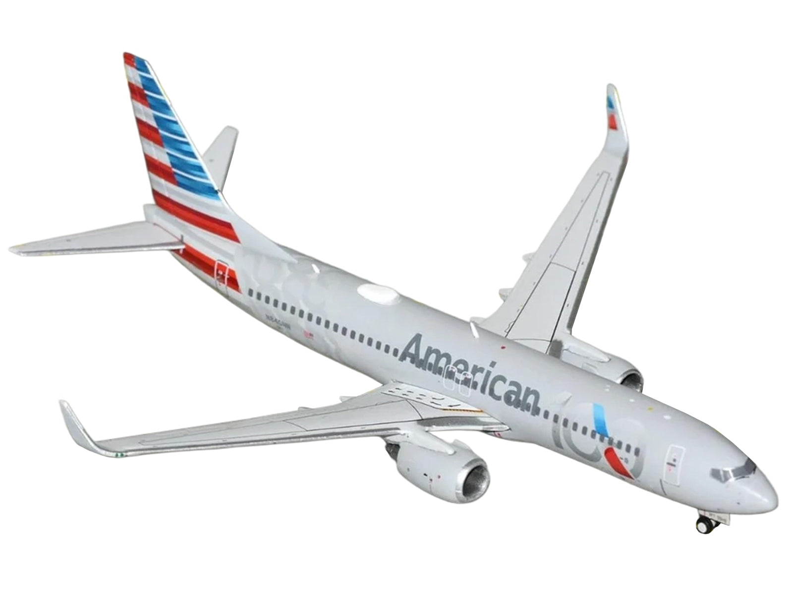 Boeing 737-800 Commercial Aircraft "American Airlines 100th Anniversary 2026" (N840NN) Gray with Tail Stripes 1/400 Diecast Model Airplane by GeminiJets