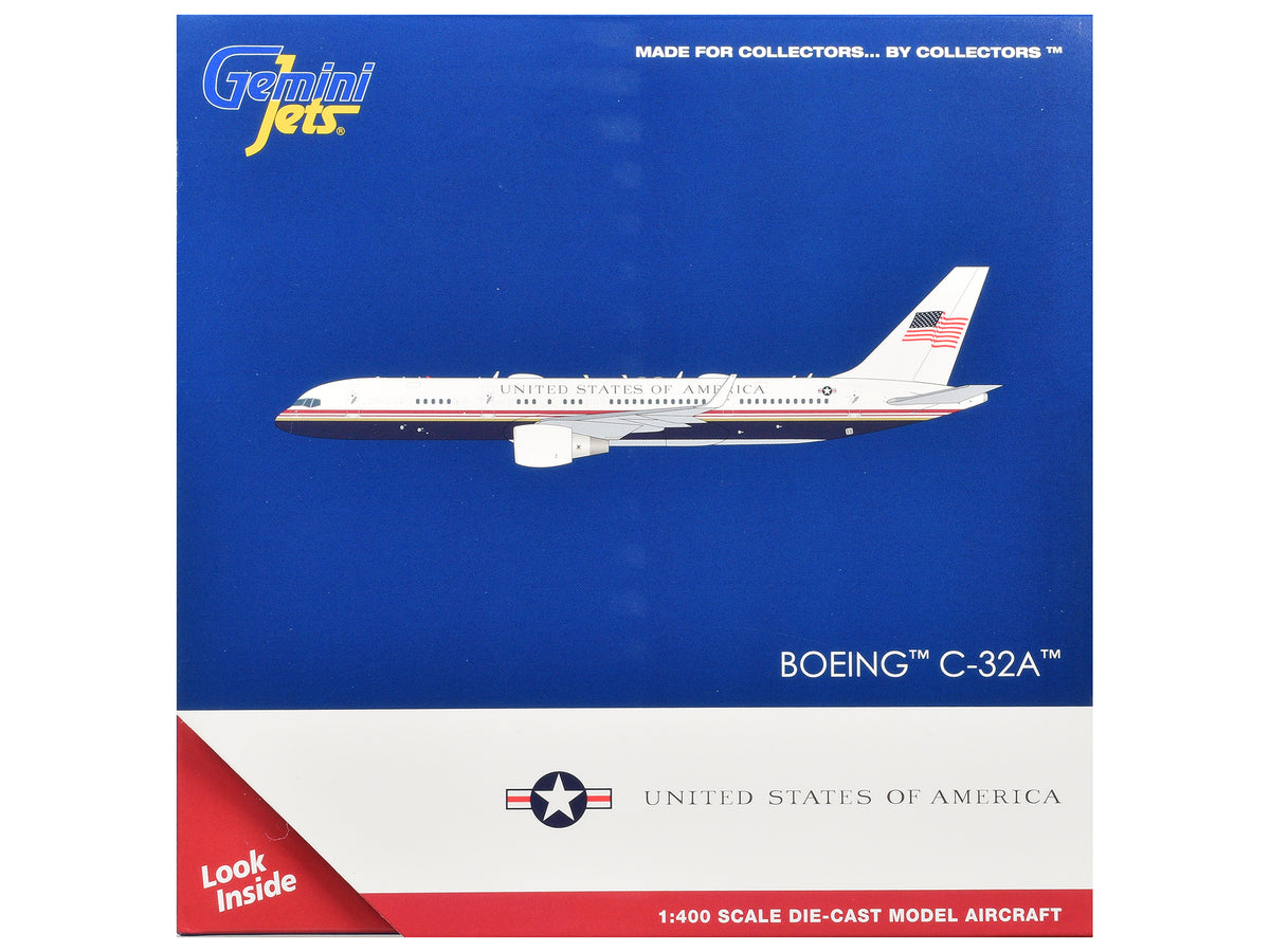 Boeing C-32A Transport Aircraft "Air Force Two - United States of America" (99-0003) White and Blue with Red Stripes 1/400 Diecast Model Airplane by GeminiJets