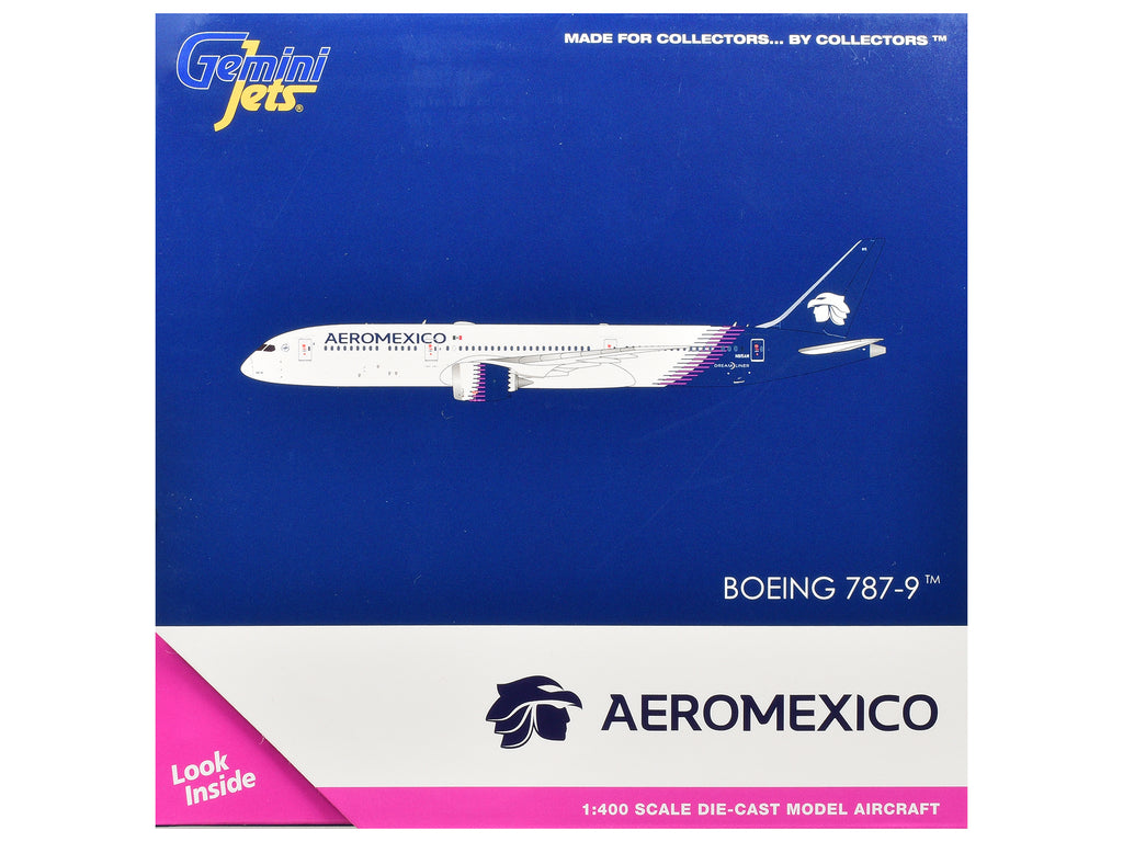 Boeing 787-9 Commercial Aircraft "Aeromexico" (N815AM) White with Blue Tail 1/400 Diecast Model Airplane by GeminiJets