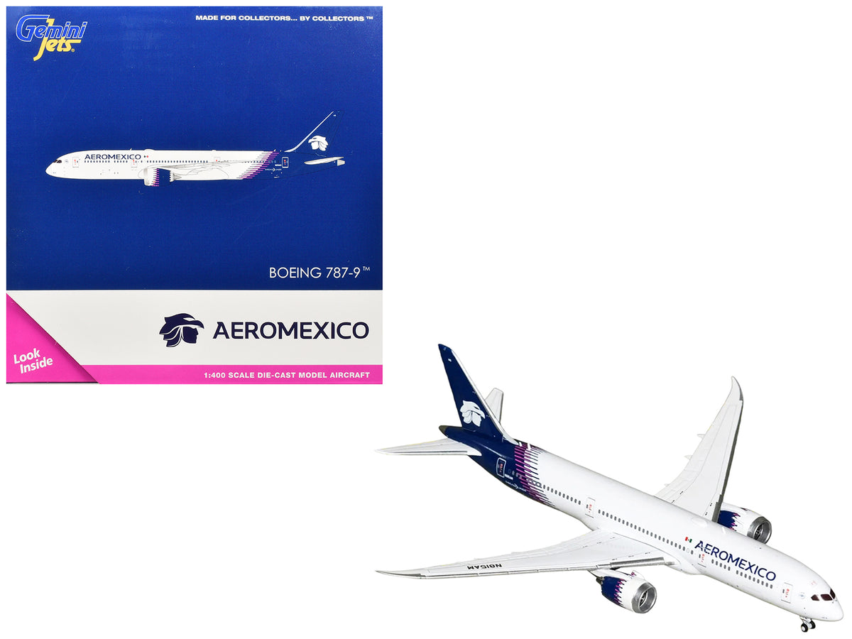 Boeing 787-9 Commercial Aircraft "Aeromexico" (N815AM) White with Blue Tail 1/400 Diecast Model Airplane by GeminiJets