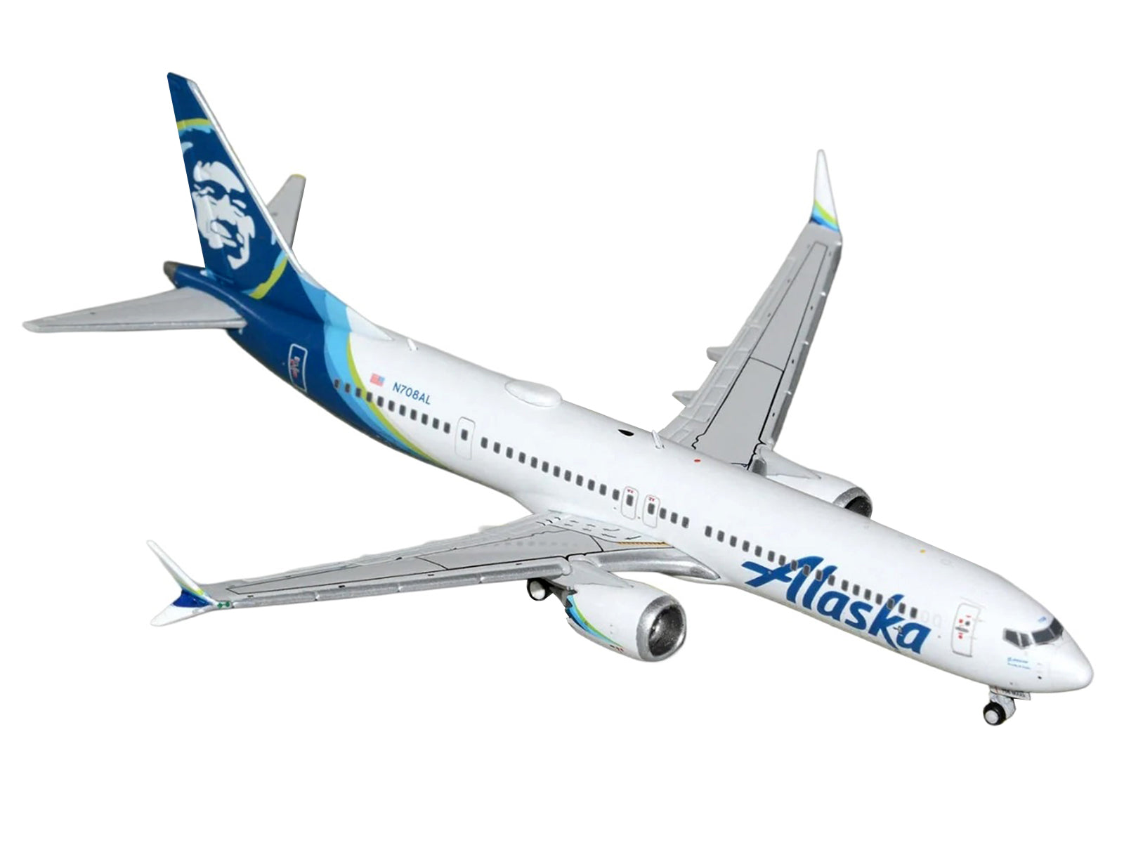 Boeing 737 MAX 9 Commercial Aircraft "Alaska Airlines" (N708AL) White with Blue Tail Graphics 1/400 Diecast Model by GeminiJets - image 2