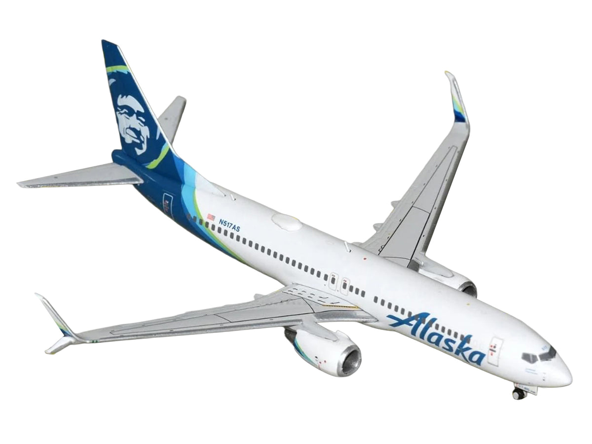 Boeing 737-800 Commercial Aircraft "Alaska Airlines" (N517AS) White with Blue Tail 1/400 Diecast Model Airplane by GeminiJets