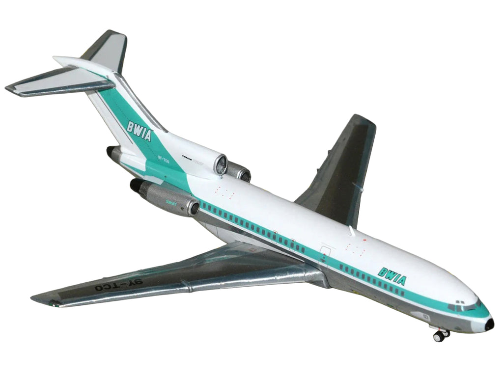 Boeing 727-100 Commercial Aircraft "British West Indian Airways" (9Y-TCO) White with Light Green Stripes 1/400 Diecast Model Airplane by GeminiJets - image 2