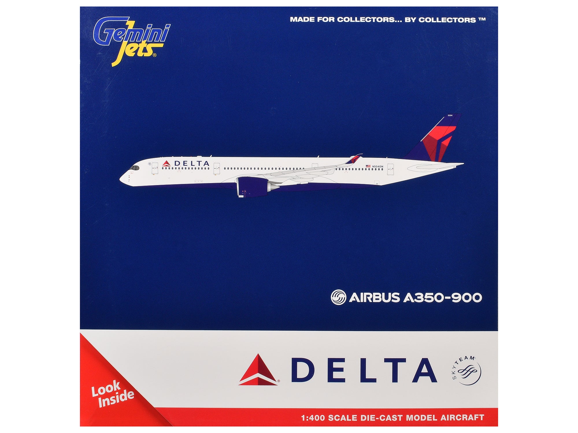 Airbus A350-900 Commercial Aircraft "Delta Air Lines" (N504DN) White with Blue and Red Tail 1/400 Diecast Model Airplane by GeminiJets - image 3