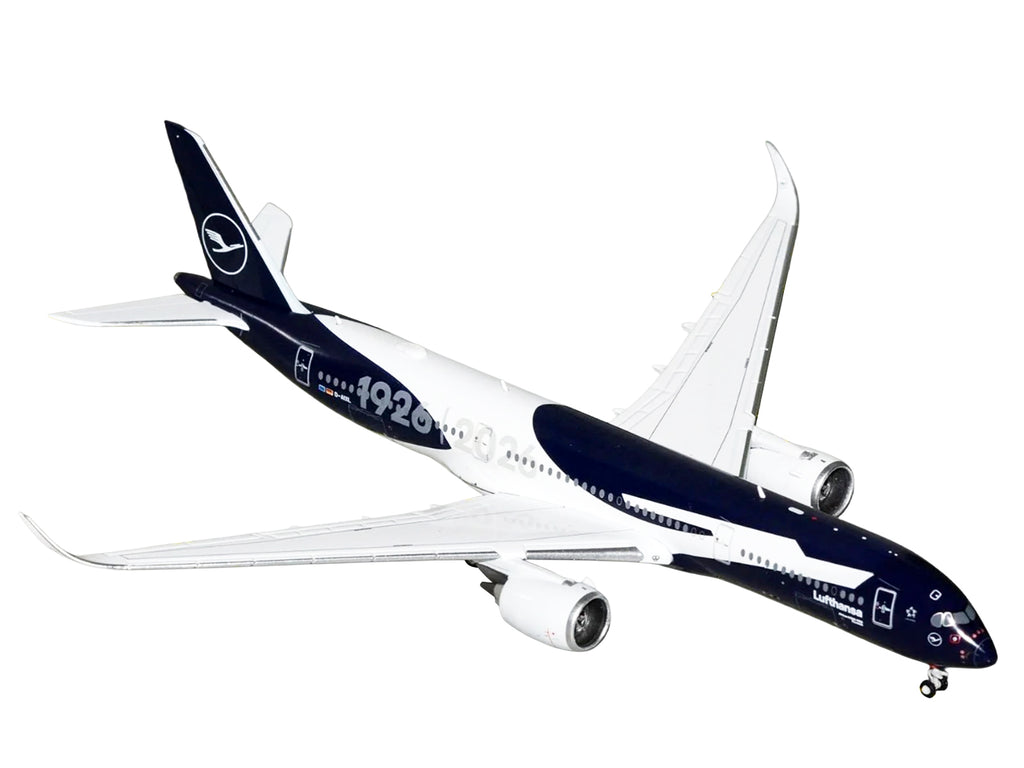 Airbus A350-900 Commercial Aircraft "Lufthansa 100th Anniversary" (D-AIXL) Dark Blue and White 1/400 Diecast Model Airplane by GeminiJets - image 2