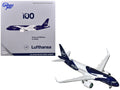 Airbus A320neo Commercial Aircraft "Lufthansa 100th Anniversary" (D-AING) White and Dark Blue 1/400 Diecast Model Airplane by GeminiJets
