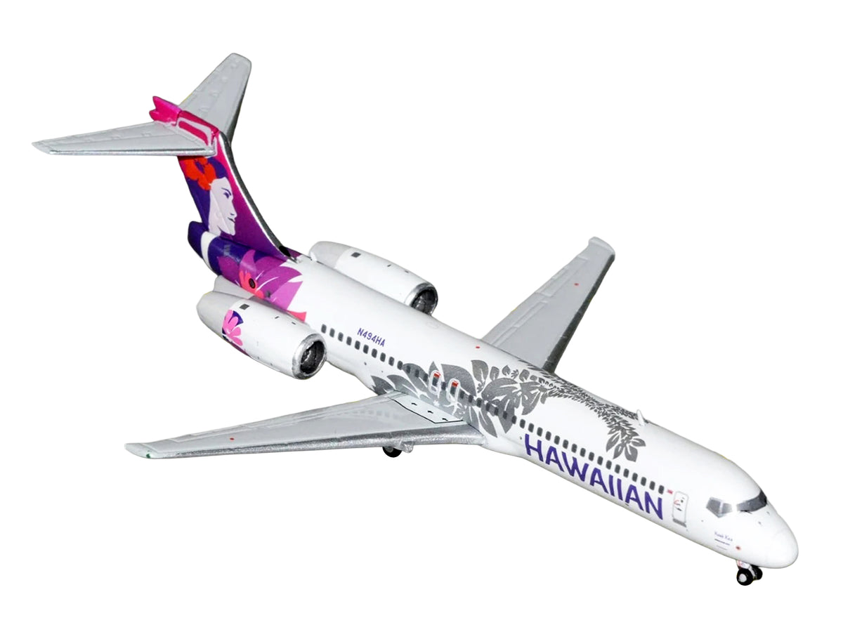 Boeing 717-200 Commercial Aircraft "Hawaiian Airlines" (N494HA) White with Purple Tail Graphics 1/400 Diecast Model Airplane by GeminiJets - image 2
