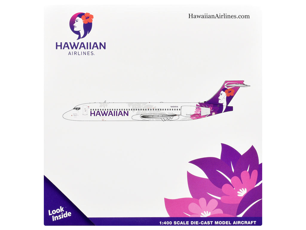 Boeing 717-200 Commercial Aircraft "Hawaiian Airlines" (N494HA) White with Purple Tail Graphics 1/400 Diecast Model Airplane by GeminiJets - image 3