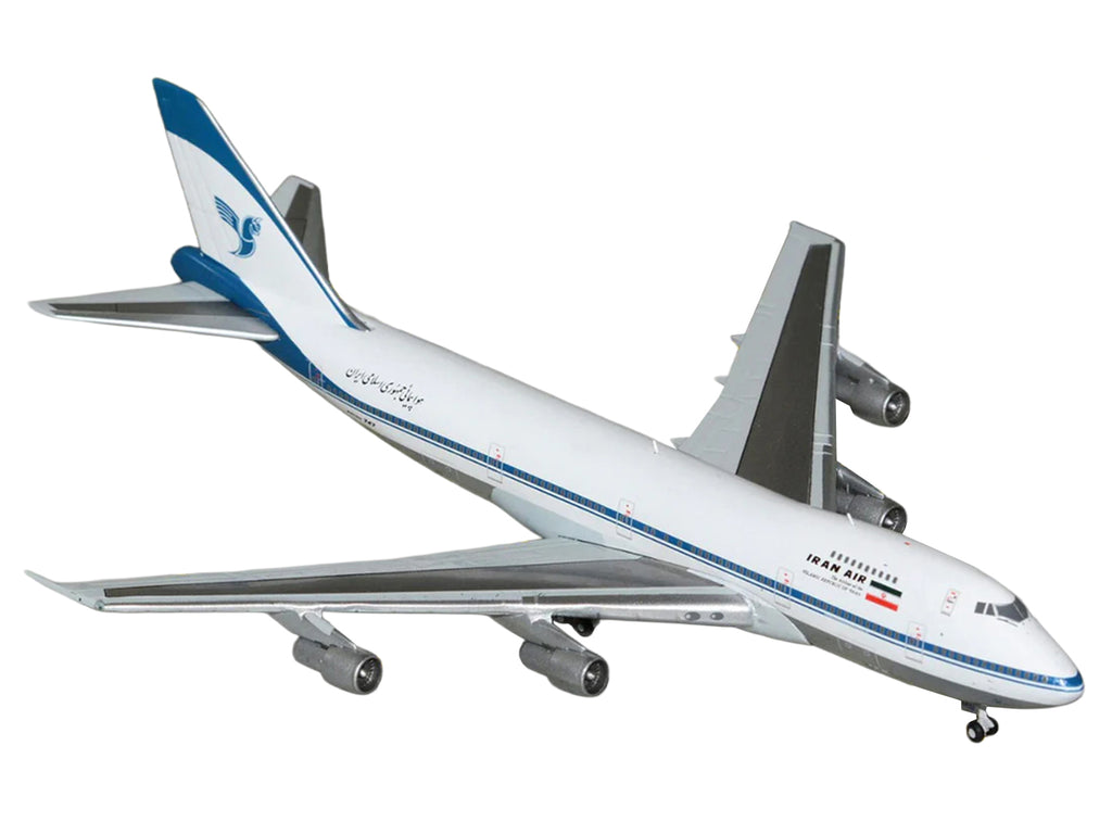 Boeing 747-100 Commercial Aircraft "Iran Air" (EP-IAM) White with Blue Stripes 1/400 Diecast Model by GeminiJets - image 2